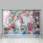 Lofaris Floral Balloon Arched Unicorn Cake Smash Backdrop