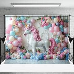 Lofaris Floral Balloon Arched Unicorn Cake Smash Backdrop