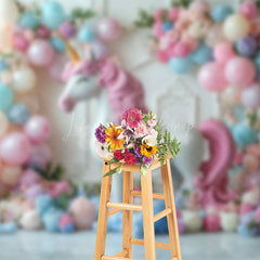 Lofaris Floral Balloon Arched Unicorn Cake Smash Backdrop