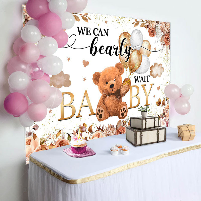 Lofaris Floral Balloon Boho Bearly Wait Baby Shower Backdrop