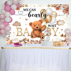 Lofaris Floral Balloon Boho Bearly Wait Baby Shower Backdrop
