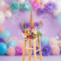 Lofaris Floral Balloons Arch Unicorn Cake Smash Backdrop