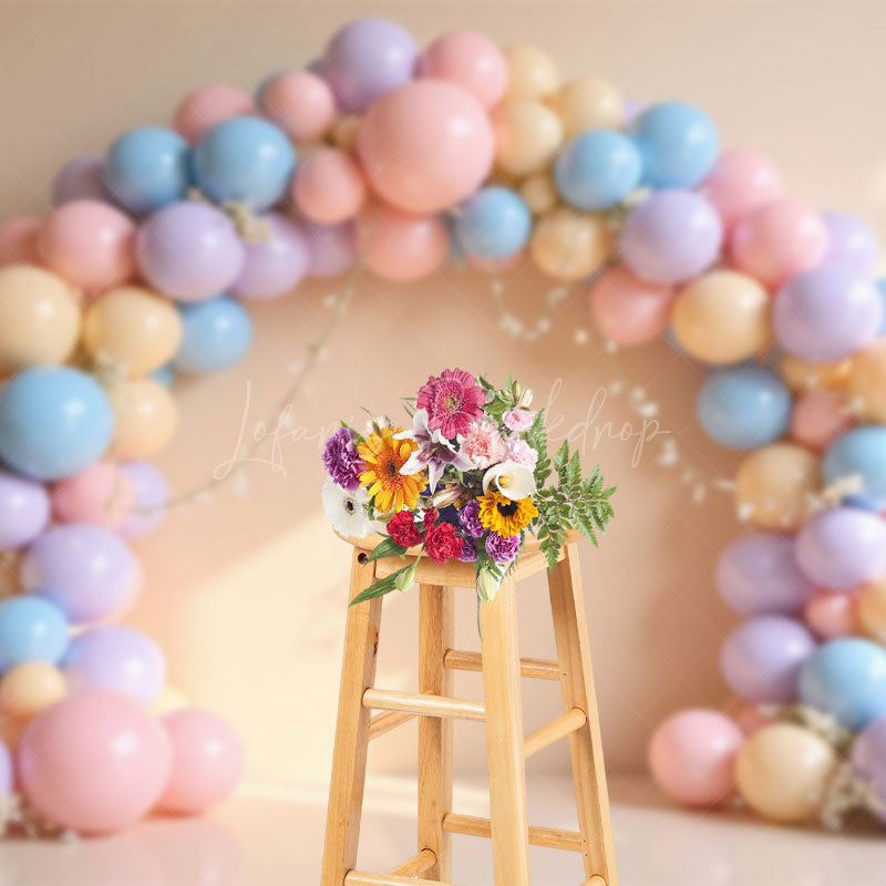 Lofaris Floral Balloons Garland Birthday Cake Smash Backdrop