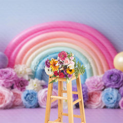 Lofaris Floral Balloons Rainbow Birthday Cake Smash Backdrop