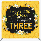 Lofaris Floral Bees Happy Birthday Square Tension Backdrop