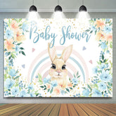 Lofaris Floral Blue Rainbow Bunny Heart Baby Shower Backdrop