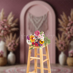 Lofaris Floral Boho Dusty Pink Elegant Wedding Backdrop