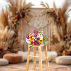 Lofaris Floral Boho Pampas Grass Outdoor Wedding Backdrop