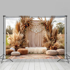 Lofaris Floral Boho Pampas Grass Outdoor Wedding Backdrop