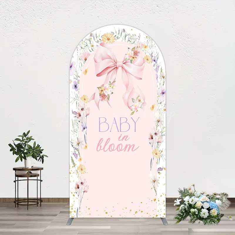 Lofaris Floral Bow Baby In Bloom Gender Reveal Arch Backdrop