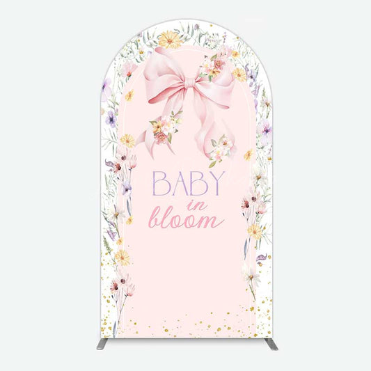 Lofaris Floral Bow Baby In Bloom Gender Reveal Arch Backdrop
