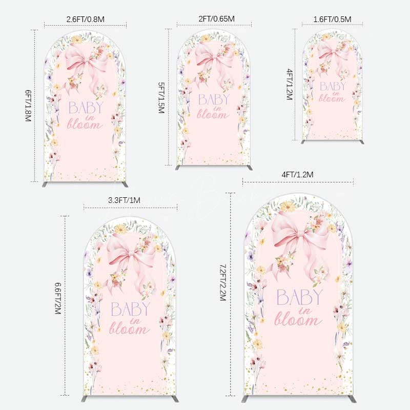 Lofaris Floral Bow Baby In Bloom Gender Reveal Arch Backdrop