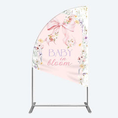 Lofaris Floral Bow Baby In Bloom Gender Reveal Half Moon Arch Backdrop