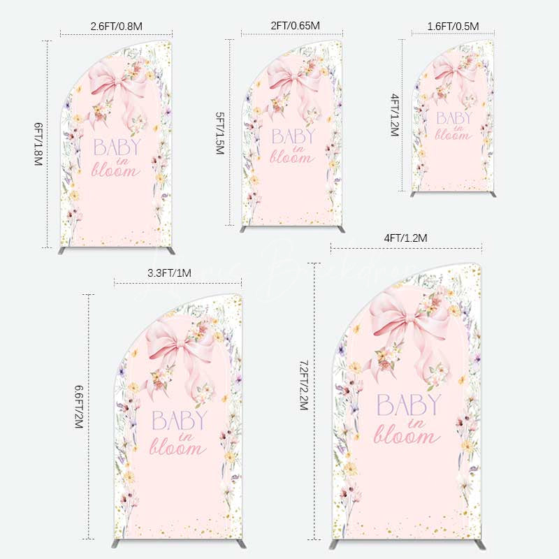 Lofaris Floral Bow Baby In Bloom Gender Reveal Half Moon Arch Backdrop