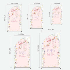 Lofaris Floral Bow Baby In Bloom Gender Reveal Half Moon Arch Backdrop