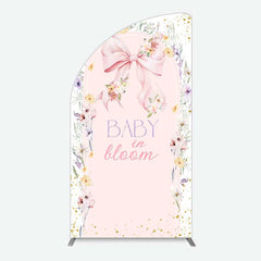 Lofaris Floral Bow Baby In Bloom Gender Reveal Half Moon Arch Backdrop