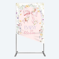 Lofaris Floral Bow Baby In Bloom Gender Reveal Rectangle Backdrop