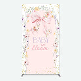 Lofaris Floral Bow Baby In Bloom Gender Reveal Rectangle Backdrop