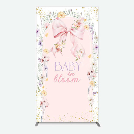Lofaris Floral Bow Baby In Bloom Gender Reveal Rectangle Backdrop