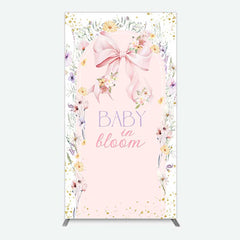 Lofaris Floral Bow Baby In Bloom Gender Reveal Rectangle Backdrop
