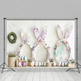 Lofaris Floral Bunny Ear Eggs Wreath Easter Photo Backdrop