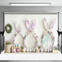 Lofaris Floral Bunny Ear Eggs Wreath Easter Photo Backdrop
