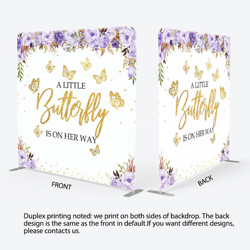 Lofaris Floral Butterfly Baby Shower Tension Fabric Backdrop