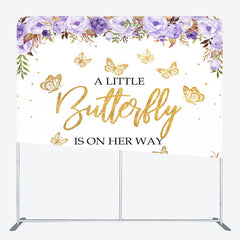 Lofaris Floral Butterfly Baby Shower Tension Fabric Backdrop