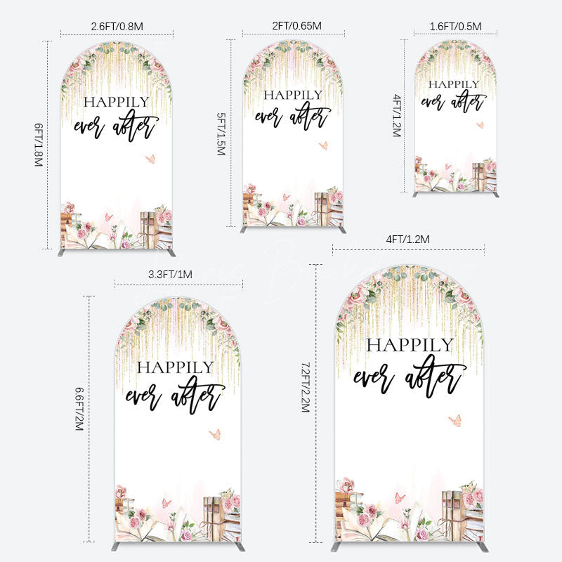 Lofaris Floral Butterfly Happily Sweet Wedding Arch Backdrop