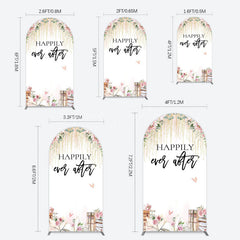 Lofaris Floral Butterfly Happily Sweet Wedding Arch Backdrop