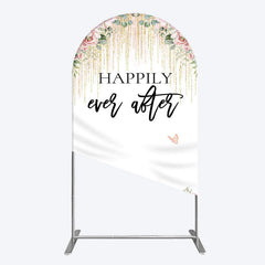 Lofaris Floral Butterfly Happily Sweet Wedding Arch Backdrop