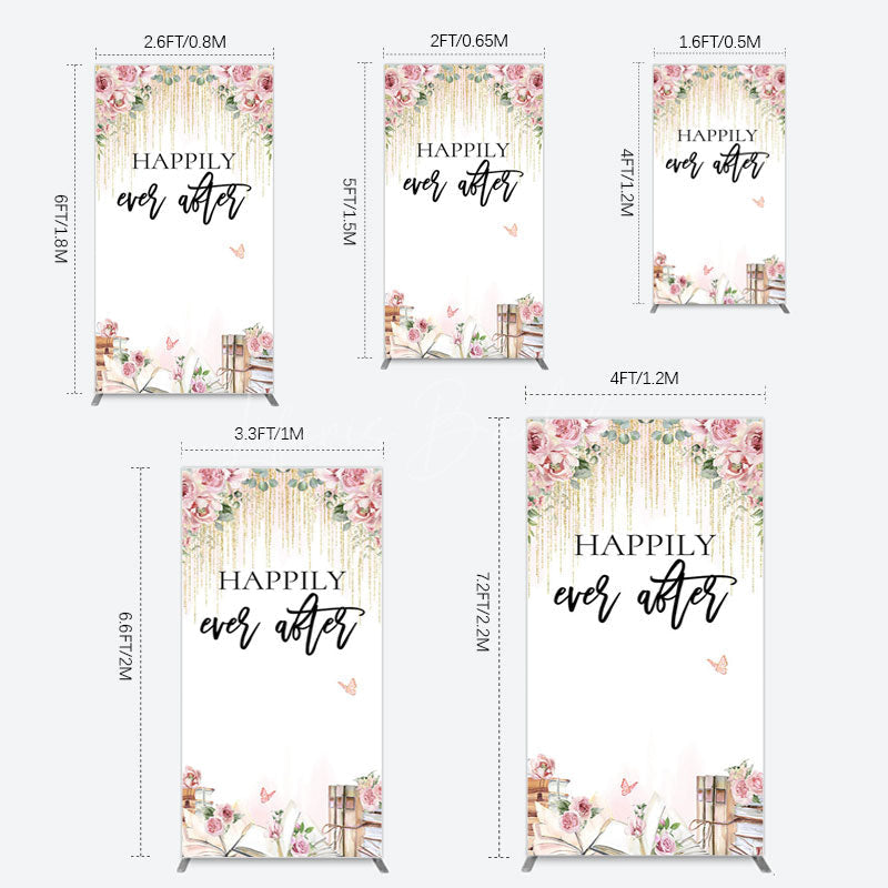 Lofaris Floral Butterfly Happily Sweet Wedding Rectangle Backdrop