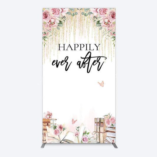 Lofaris Floral Butterfly Happily Sweet Wedding Rectangle Backdrop