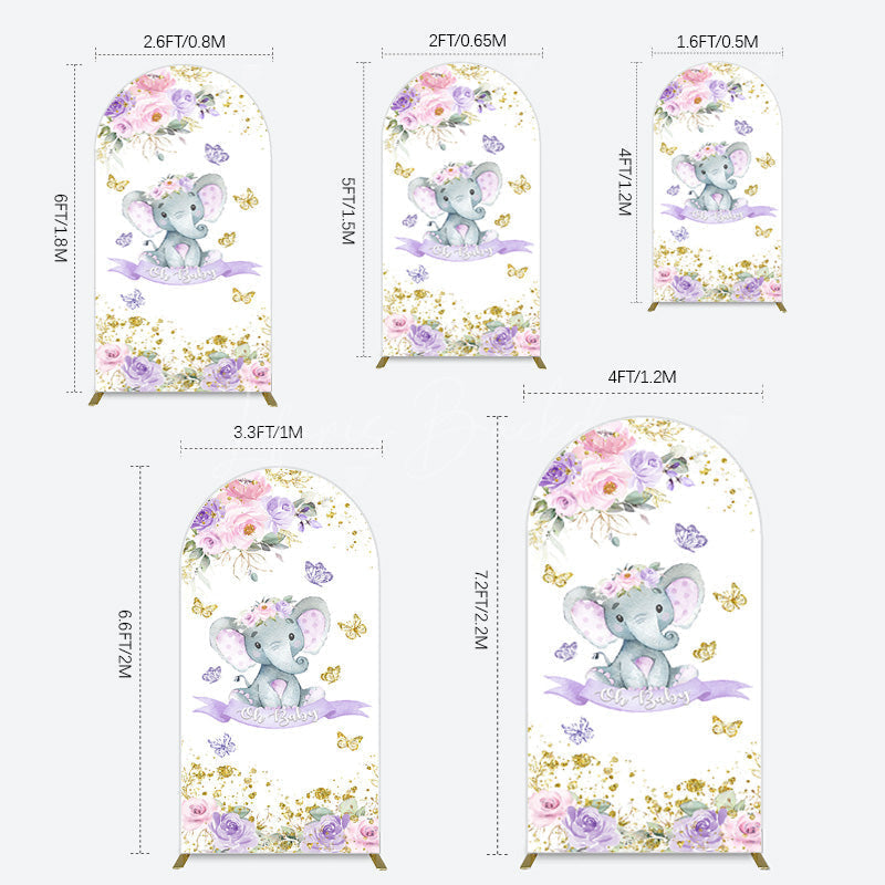 Lofaris Floral Butterfly Sweet Elephant Oh Baby Arch Backdrop