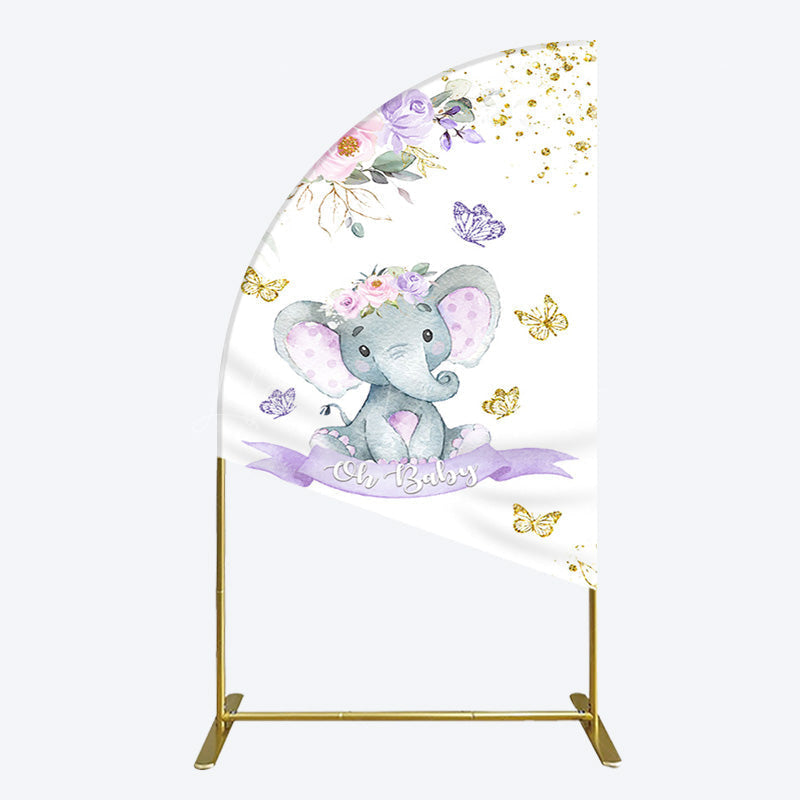 Lofaris Floral Butterfly Sweet Elephant Oh Baby Half Moon Arch Backdrop
