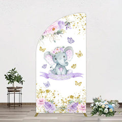 Lofaris Floral Butterfly Sweet Elephant Oh Baby Half Moon Arch Backdrop
