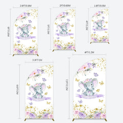 Lofaris Floral Butterfly Sweet Elephant Oh Baby Half Moon Arch Backdrop