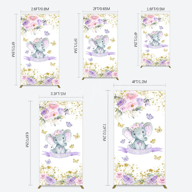 Lofaris Floral Butterfly Sweet Elephant Oh Baby Rectangle Backdrop