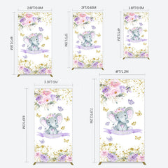 Lofaris Floral Butterfly Sweet Elephant Oh Baby Rectangle Backdrop