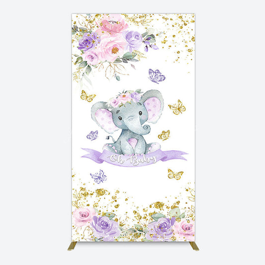 Lofaris Floral Butterfly Sweet Elephant Oh Baby Rectangle Backdrop