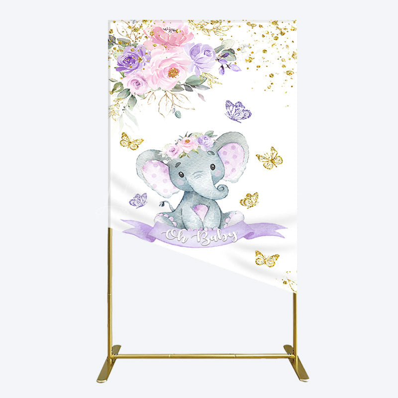 Lofaris Floral Butterfly Sweet Elephant Oh Baby Rectangle Backdrop