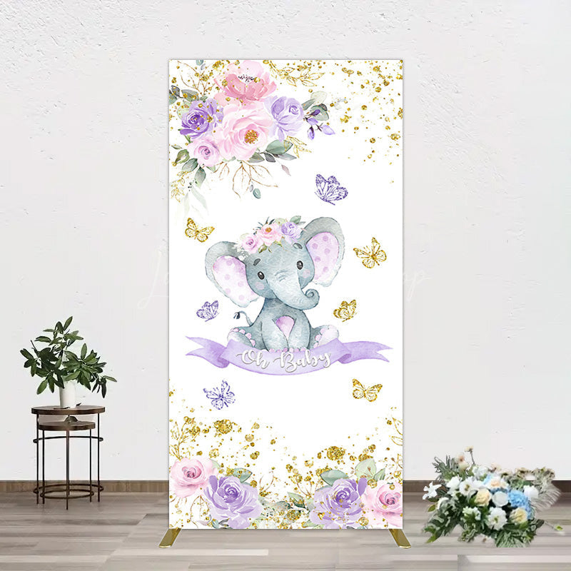Lofaris Floral Butterfly Sweet Elephant Oh Baby Rectangle Backdrop