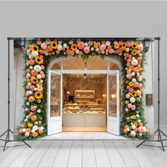 Lofaris Floral Cake Bake Store Door Photography Backdrop