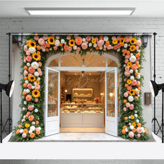 Lofaris Floral Cake Bake Store Door Photography Backdrop