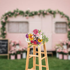 Lofaris Floral Camp Motor Home Pink Sweet Wedding Backdrop