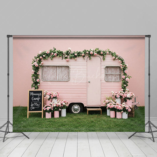Lofaris Floral Camp Motor Home Pink Sweet Wedding Backdrop