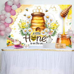 Lofaris Floral Cartoon Honey On The Way Baby Shower Backdrop