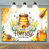 Lofaris Floral Cartoon Honey On The Way Baby Shower Backdrop