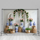 Lofaris Floral Chinese Blue And White Sweet Wedding Backdrop