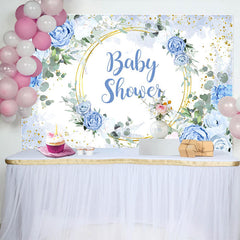Lofaris Floral Classical Blue Theme Baby Shower Backdrop